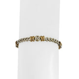 14k White and Yellow Gold Bezel Set Diamond Station Fancy Link Bracelet 7"