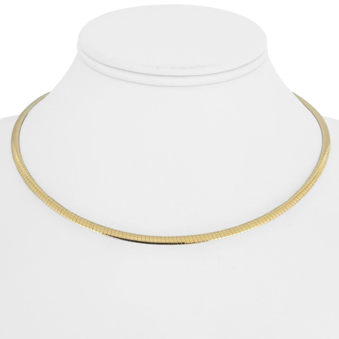 14k Yellow and White Gold 12.7g Solid Reversible Omega Link Necklace Italy 16"