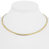 14k Yellow and White Gold 12.7g Solid Reversible Omega Link Necklace Italy 16"