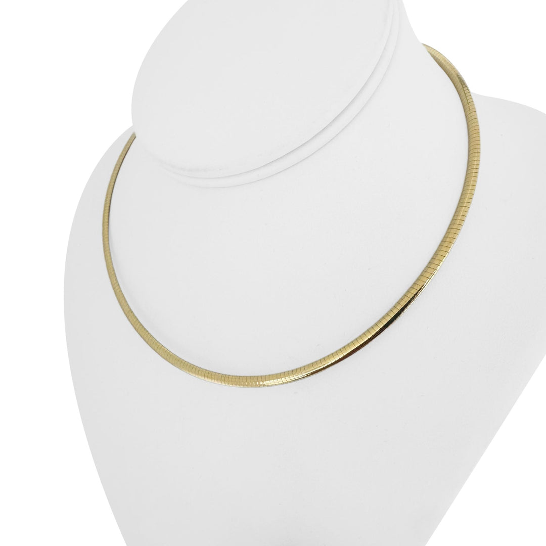 14k Yellow and White Gold 12.7g Solid Reversible Omega Link Necklace Italy 16"