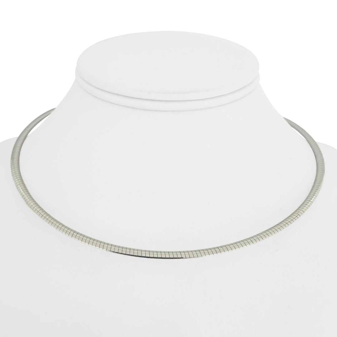 14k Yellow and White Gold 12.7g Solid Reversible Omega Link Necklace Italy 16"