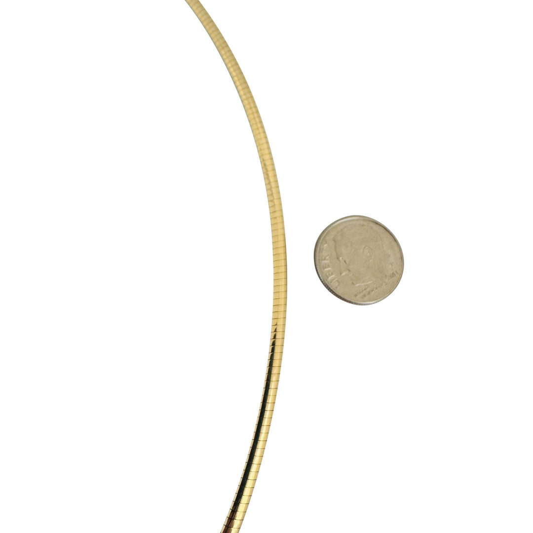 14k Yellow and White Gold 12.7g Solid Reversible Omega Link Necklace Italy 16"