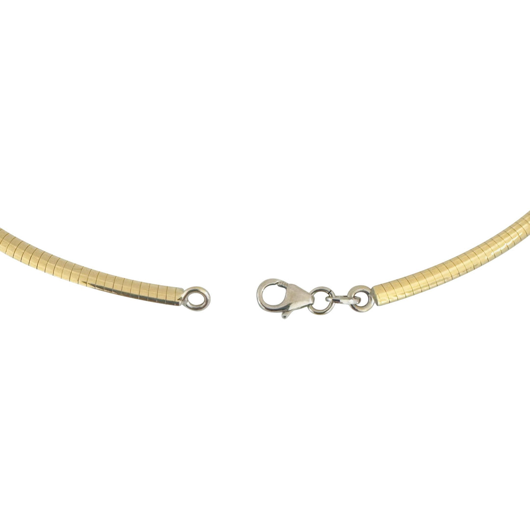 14k Yellow and White Gold 12.7g Solid Reversible Omega Link Necklace Italy 16"