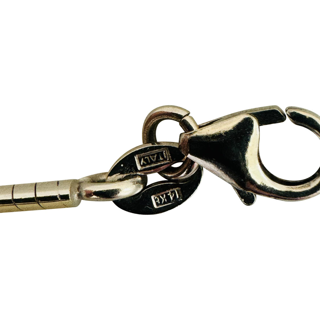 14k Yellow and White Gold 12.7g Solid Reversible Omega Link Necklace Italy 16"