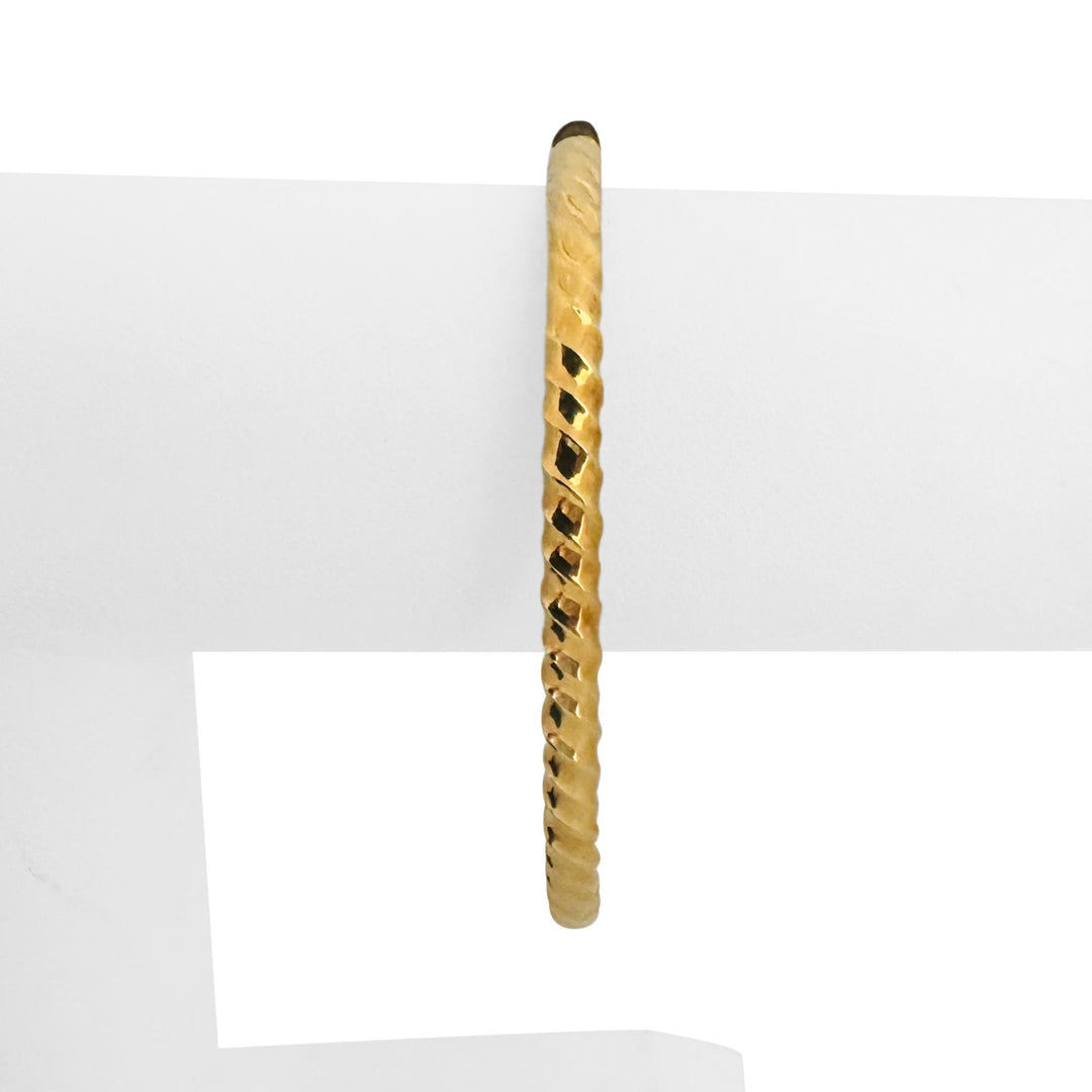 18k Yellow Gold 16.4g Solid Polished Spiral Oval Bangle Bracelet Italy 7"
