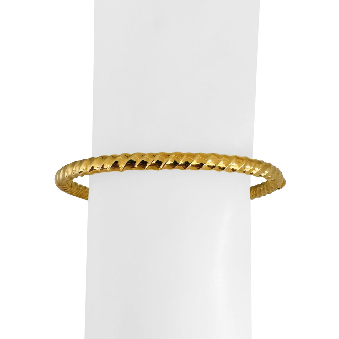 18k Yellow Gold 16.4g Solid Polished Spiral Oval Bangle Bracelet Italy 7"