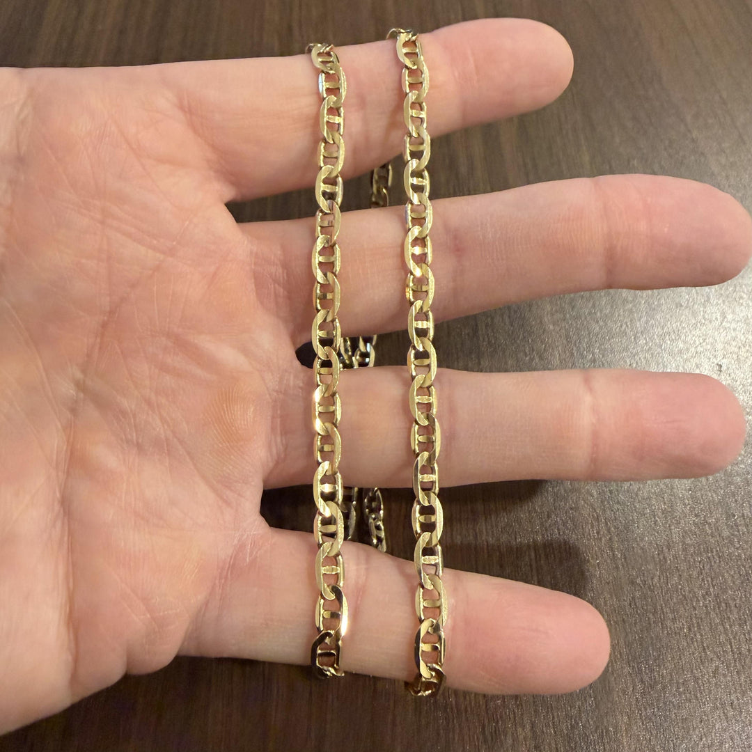 14k Yellow Gold 18.6g Solid 5mm Mariner Link Chain Necklace Italy 21"