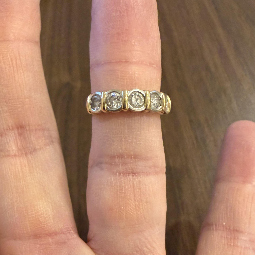 14k Yellow and White Gold 0.97cttw Bezel Set Diamond  Band Ring Size 7
