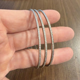 Set of Three 14k White Gold and 4.5cttw Diamond Solid Bangle Bracelets 8"