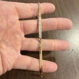 14k Yellow Gold and 2cttw Diamond Bar Herringbone Link Bracelet 7"
