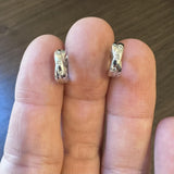 18k White Gold and Diamond Small Sold Crossover Huggie Earrings 0.50"