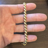 14k Yellow Gold 13.3g Ladies Polished 7mm San Marco Link Bracelet Italy 7.25"