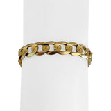 14k Yellow Gold 26.7g Solid Men's 9mm Curb Link Bracelet Italy 8.75"