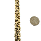 14k Yellow Gold 24.2g Graduated Thick Byzantine Link Necklace Italy 18"