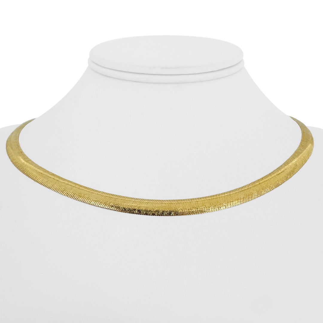 14k Yellow Gold 11.2g Solid Silky Thin Etched Omega Link Necklace Italy 17"