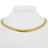 14k Yellow Gold 11.2g Solid Silky Thin Etched Omega Link Necklace Italy 17"