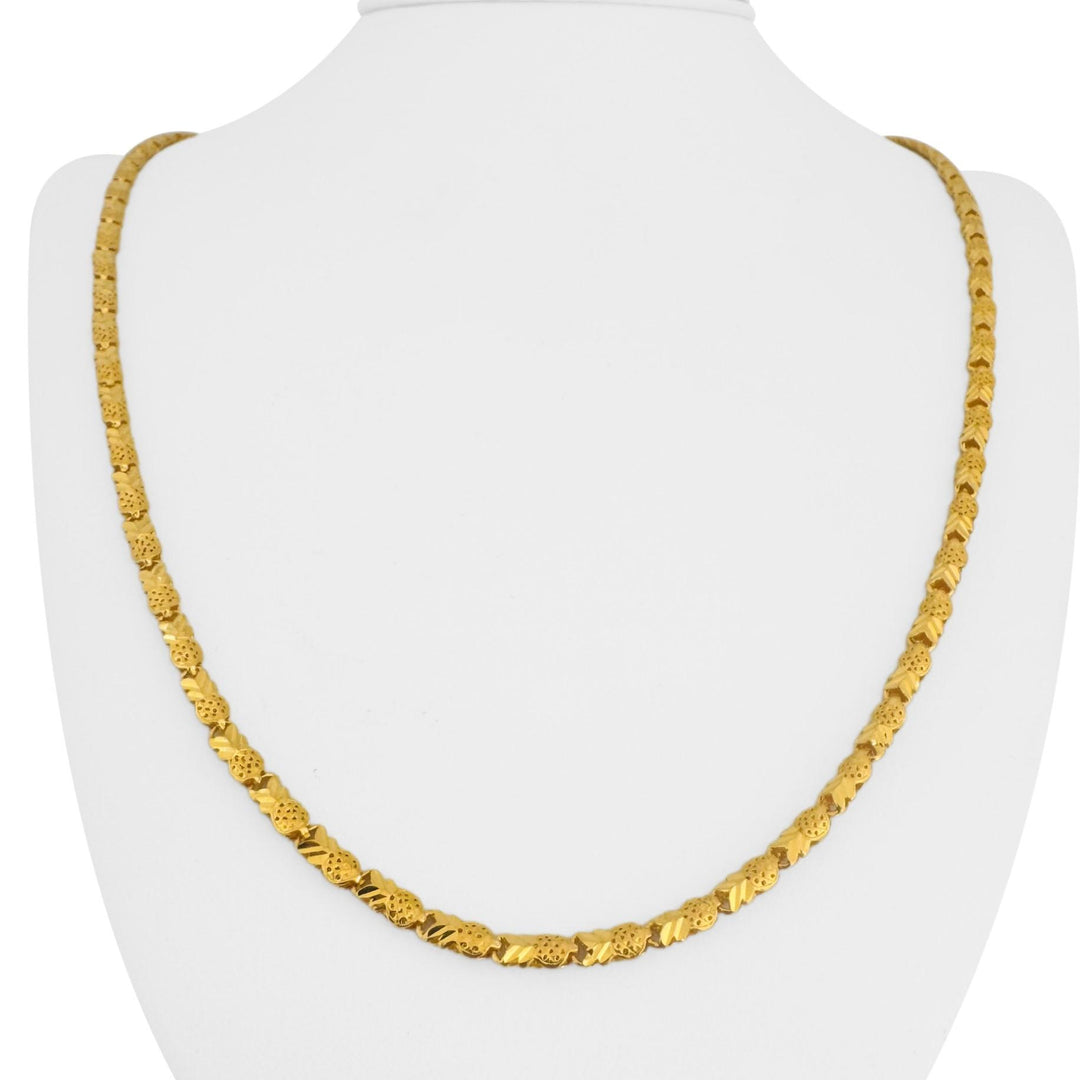 24k Pure Yellow Gold 23g Solid Diamond Cut Fancy Link Chain Necklace 24"