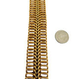 18k Yellow Gold 35.3g Vintage UnoAErre 24mm Wide Fancy Link Bracelet Italy 7.5"
