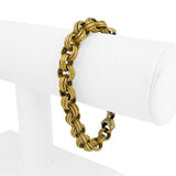 18k Yellow Gold 16.7g Vintage Ladies 9mm Fancy Circle Link Bracelet Italy 7.5"