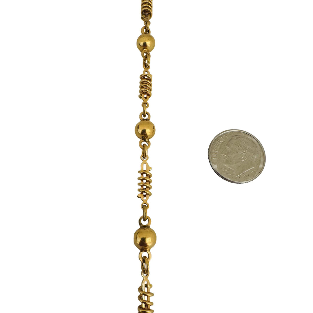 18k Yellow Gold 8.1g Ladies Vintage Spiral Ball Link Bracelet Italy 7.25"