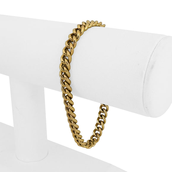 18k Yellow Gold 11g Semi Solid 6.5mm Curb Link Bracelet Italy 7.25