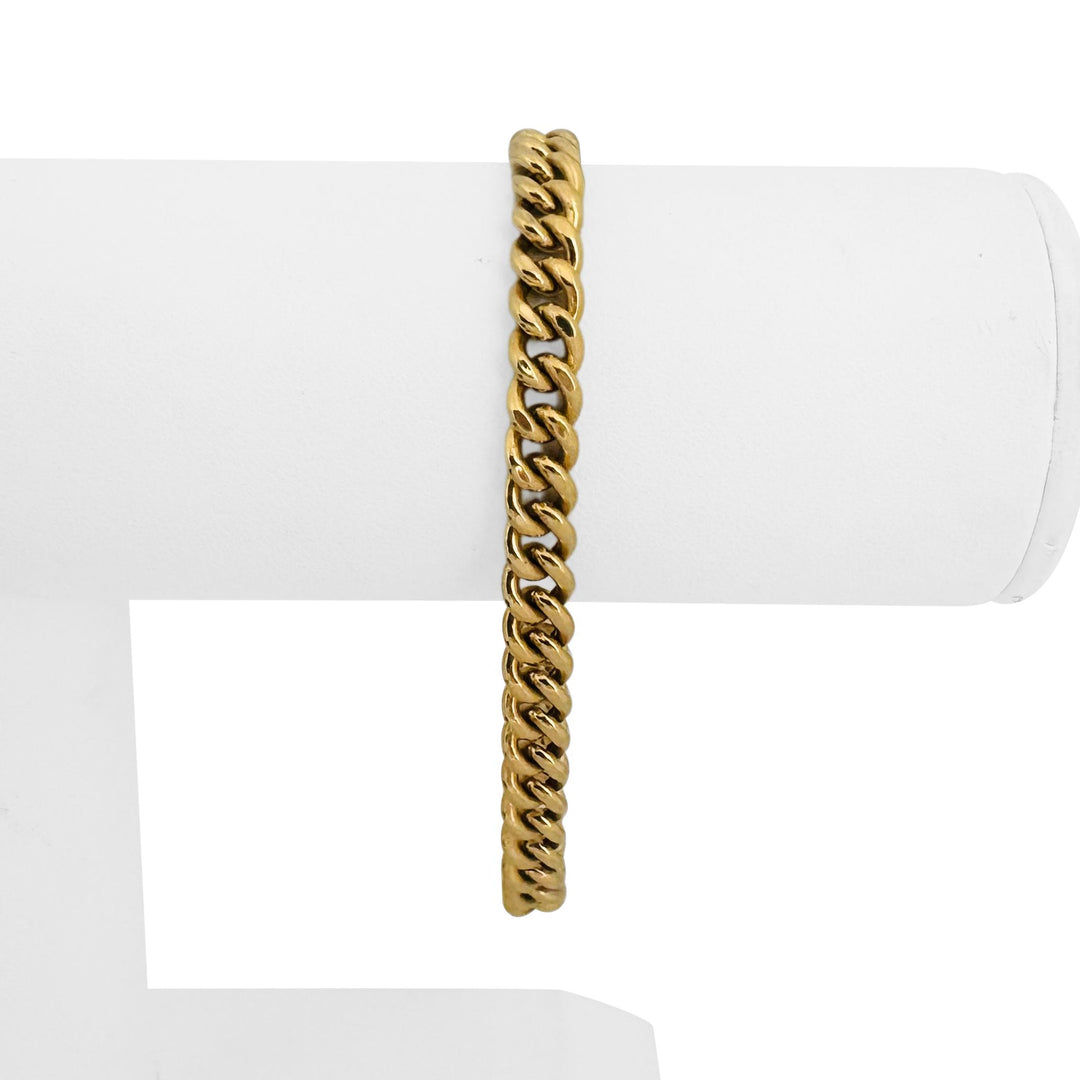 18k Yellow Gold 11g Semi Solid 6.5mm Curb Link Bracelet Italy 7.25"