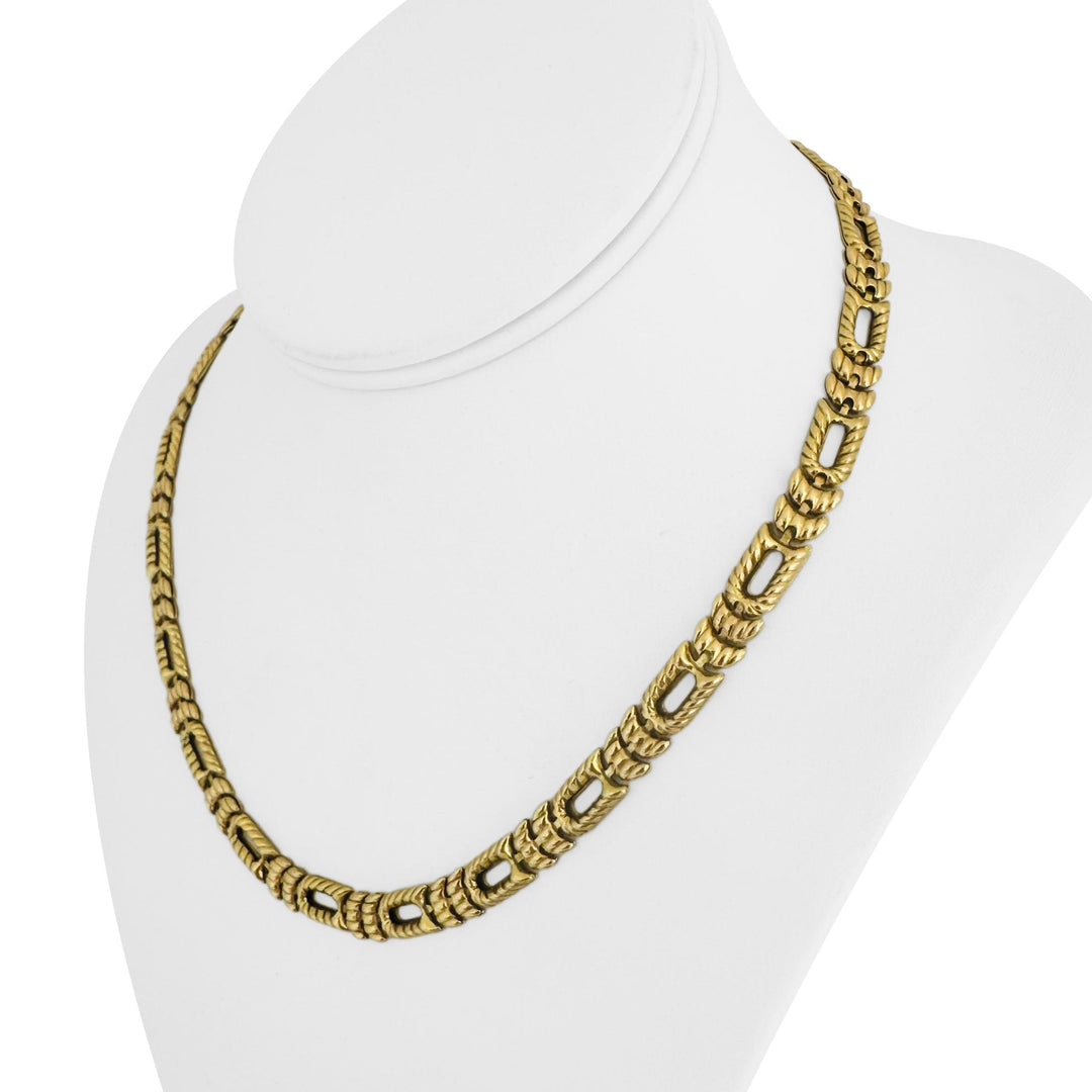 18k Yellow Gold 26g Vintage Ladies 7.5mm Fancy Link Necklace Italy 17.5"