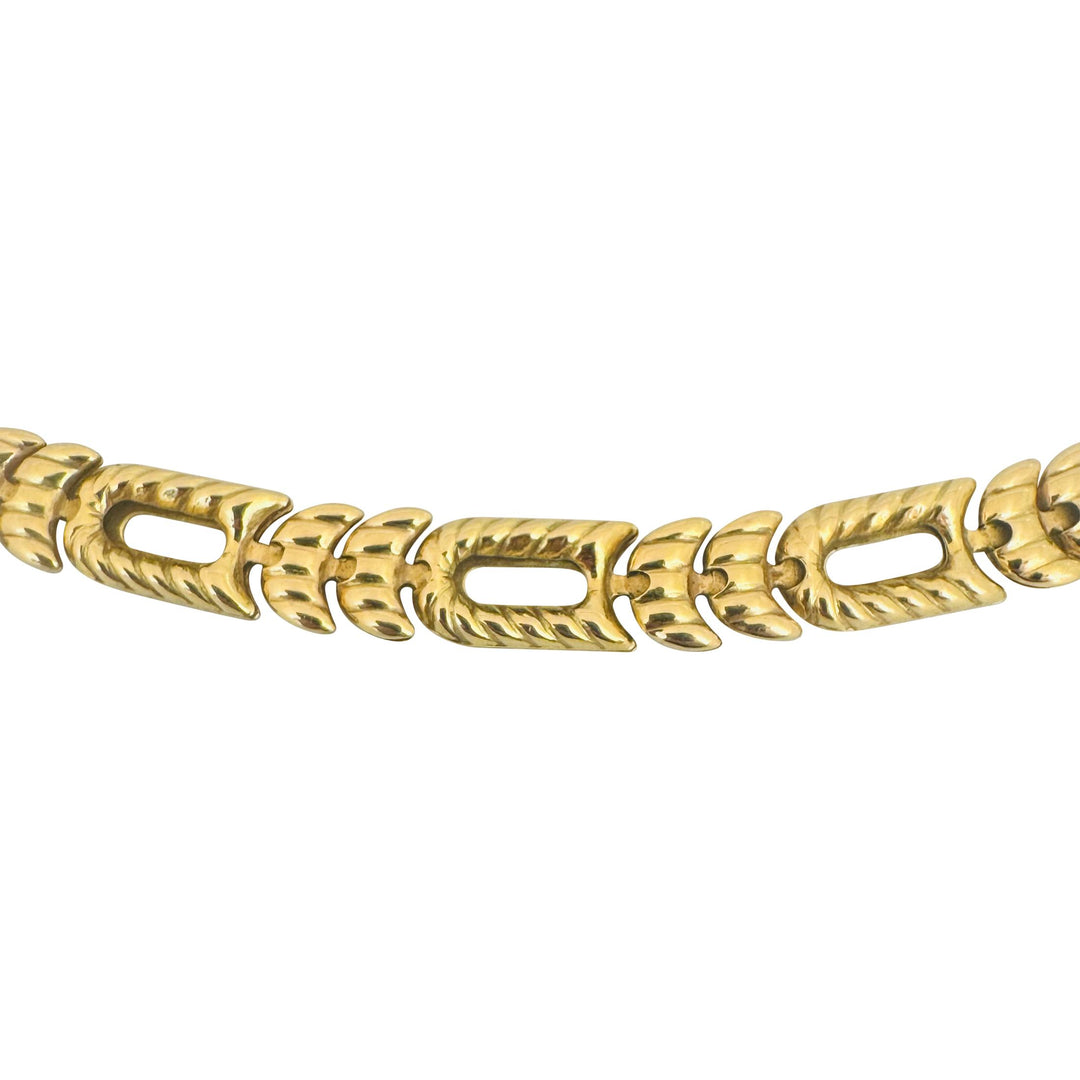 18k Yellow Gold 26g Vintage Ladies 7.5mm Fancy Link Necklace Italy 17.5"
