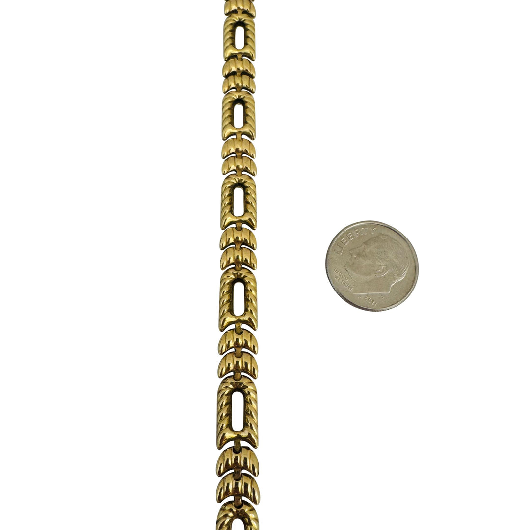 18k Yellow Gold 26g Vintage Ladies 7.5mm Fancy Link Necklace Italy 17.5"