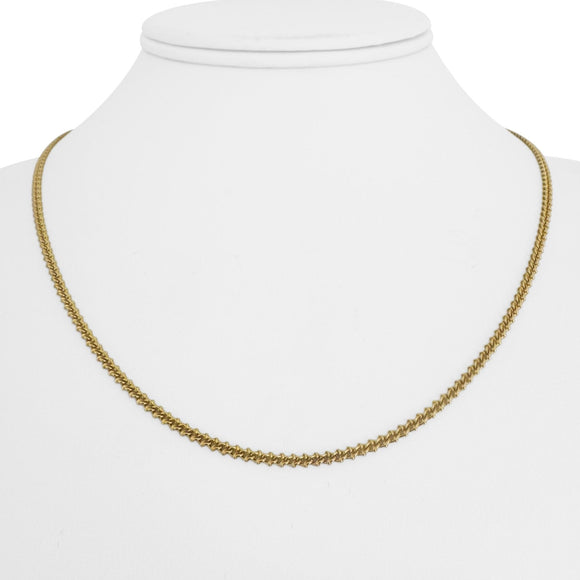 18k Yellow Gold 7.2g Solid Thin 2.5mm Beaded Curb Link Chain Necklace 18