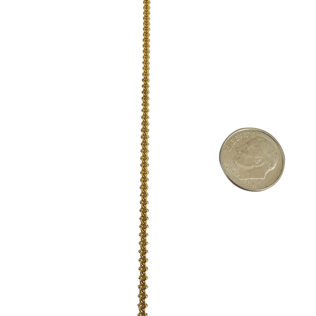 18k Yellow Gold 7.2g Solid Thin 2.5mm Beaded Curb Link Chain Necklace 18"