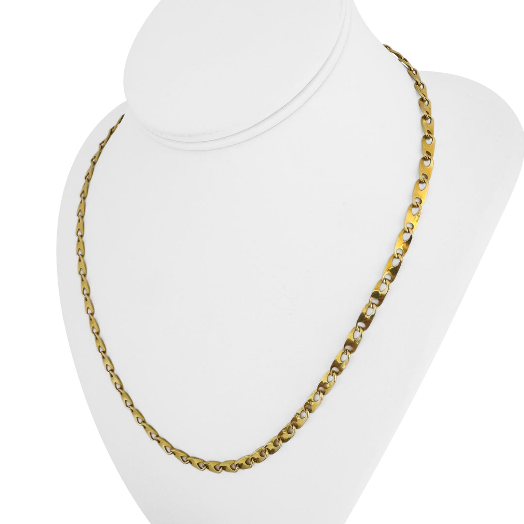 18k Yellow Gold 21g Solid Flat Vintage Mariner Link Chain Necklace Italy 20"