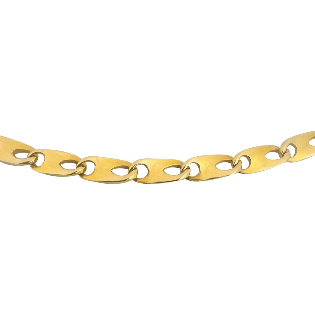 18k Yellow Gold 21g Solid Flat Vintage Mariner Link Chain Necklace Italy 20"