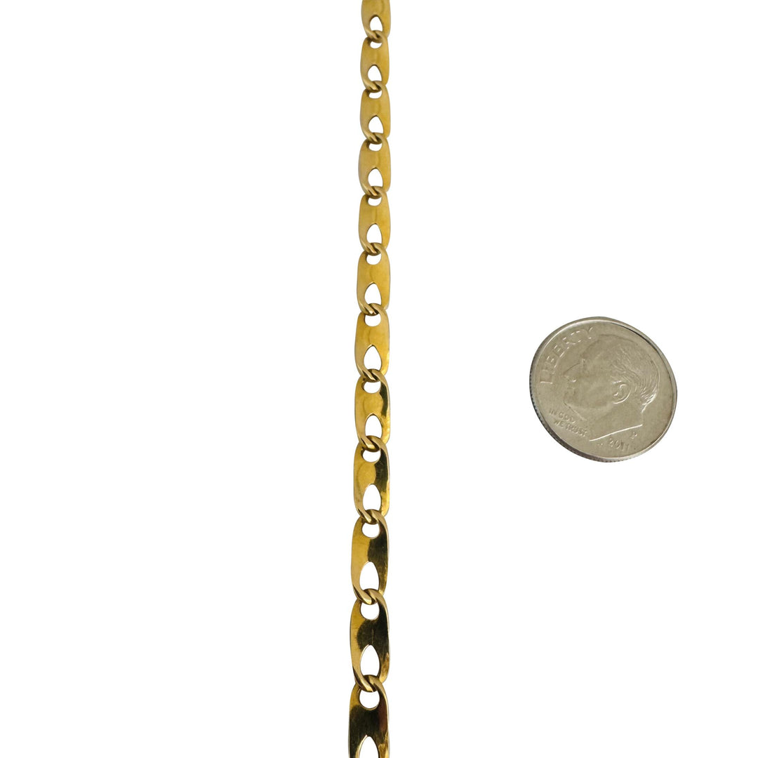 18k Yellow Gold 21g Solid Flat Vintage Mariner Link Chain Necklace Italy 20"