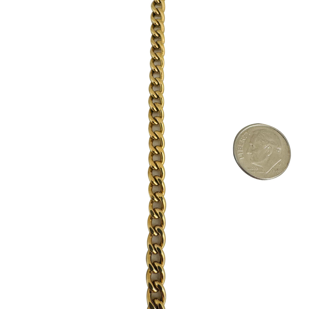 18k Yellow Gold 7.6g Hollow Light 5mm Curb Link Bracelet Italy 7.75"