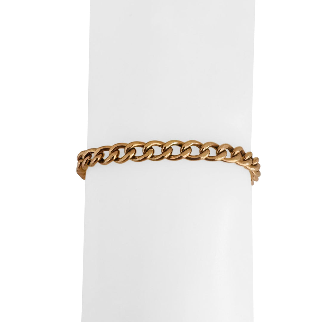 18k Yellow Gold 7.6g Hollow Light 5mm Curb Link Bracelet Italy 7.75"