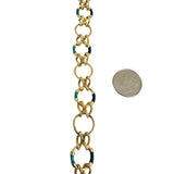 18k Yellow Gold and Enamel 10.2g Ladies Fancy Circle Link Bracelet Italy 8.5"