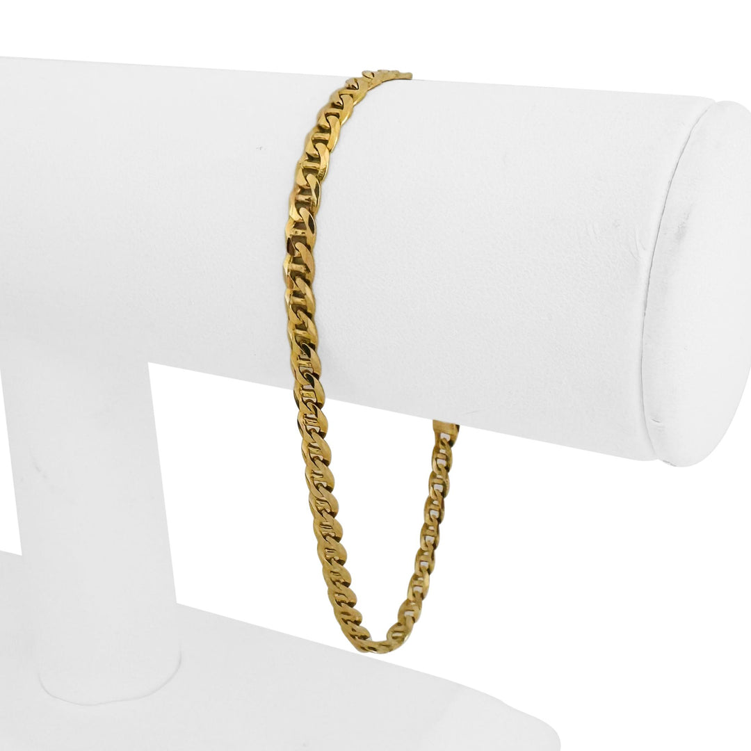 18k Yellow Gold 7.3g Solid Thin 4mm Mariner Link Bracelet Italy 7.5"