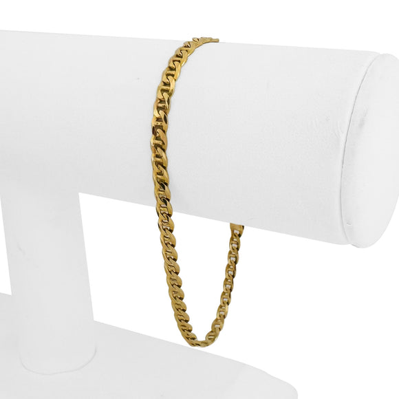 18k Yellow Gold 7.3g Solid Thin 4mm Mariner Link Bracelet Italy 7.5