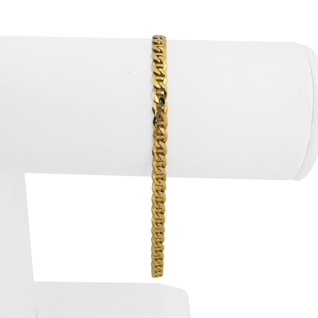 18k Yellow Gold 7.3g Solid Thin 4mm Mariner Link Bracelet Italy 7.5"