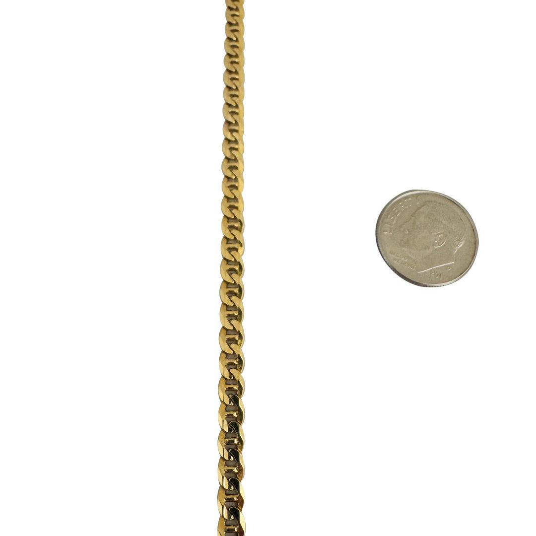 18k Yellow Gold 7.3g Solid Thin 4mm Mariner Link Bracelet Italy 7.5"