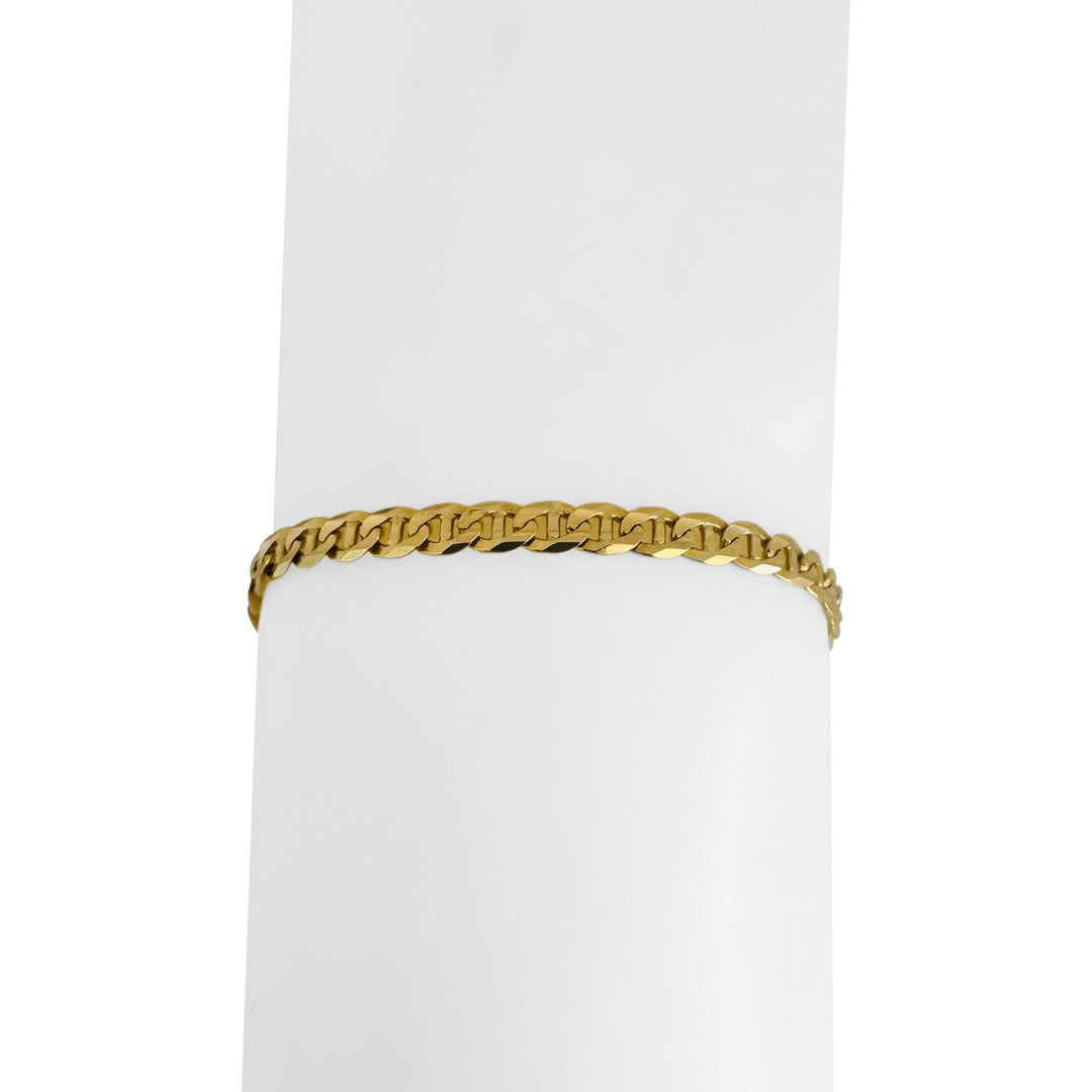 18k Yellow Gold 7.3g Solid Thin 4mm Mariner Link Bracelet Italy 7.5"