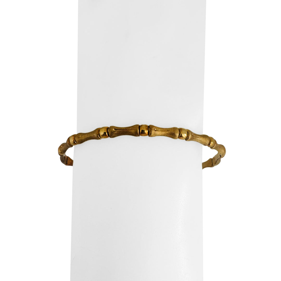 18k Yellow Gold 6.2g Light Vintage Bamboo Flex Twist Cuff Bangle 7.5"