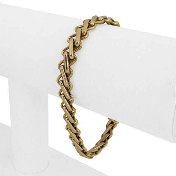 18k Yellow and White Gold 13.5g Ladies Vintage Fancy Link Bracelet Italy 7.25