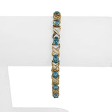 14k Yellow Gold and Blue Topaz 9.7g Ladies X Link Bracelet 7.25 Inches