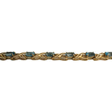 14k Yellow Gold and Blue Topaz 9.7g Ladies X Link Bracelet 7.25 Inches