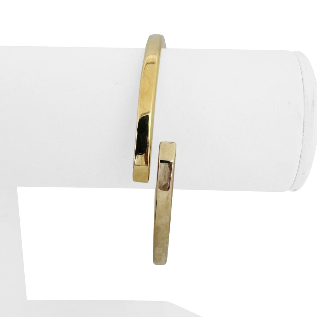 14k Yellow and White Gold 12.2g Two Tone Hinged Bypass Bangle 7"