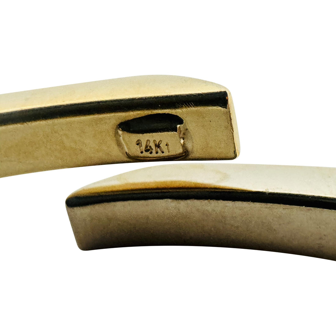 14k Yellow and White Gold 12.2g Two Tone Hinged Bypass Bangle 7"