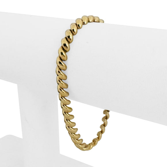 14k Yellow Gold 9.7g Ladies Polished 5mm San Marco Bracelet Italy 7