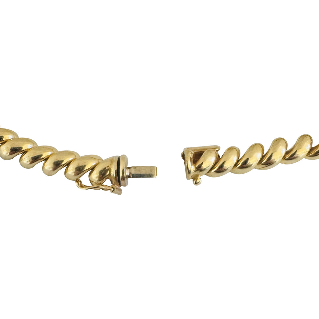 14k Yellow Gold 9.7g Ladies Polished 5mm San Marco Bracelet Italy 7"